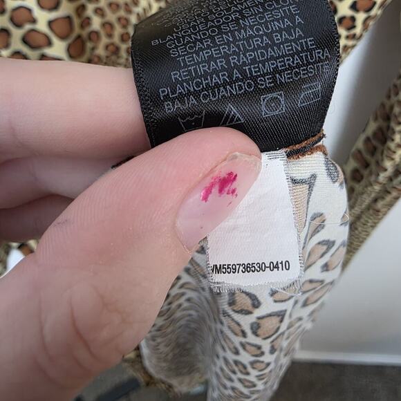 Norma Kamali Brown Leopard Print Stretchy Fitted Feminine Long Sleeve Top Size M - Picture 7 of 9